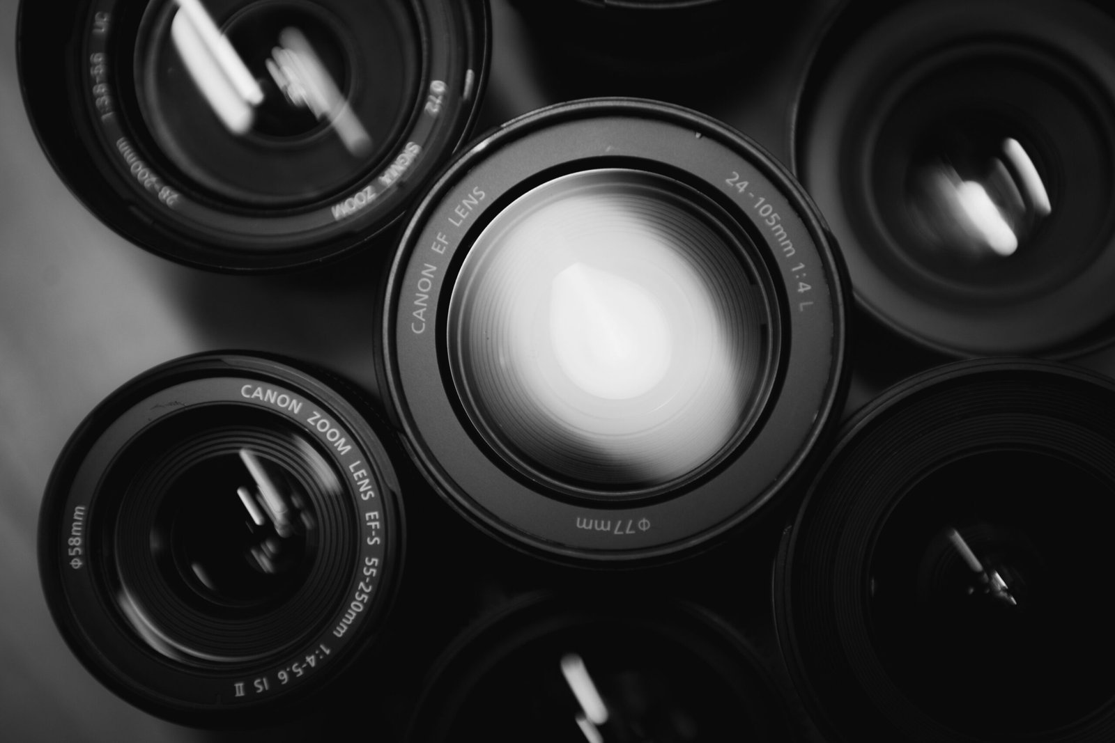 six black zoom lenses